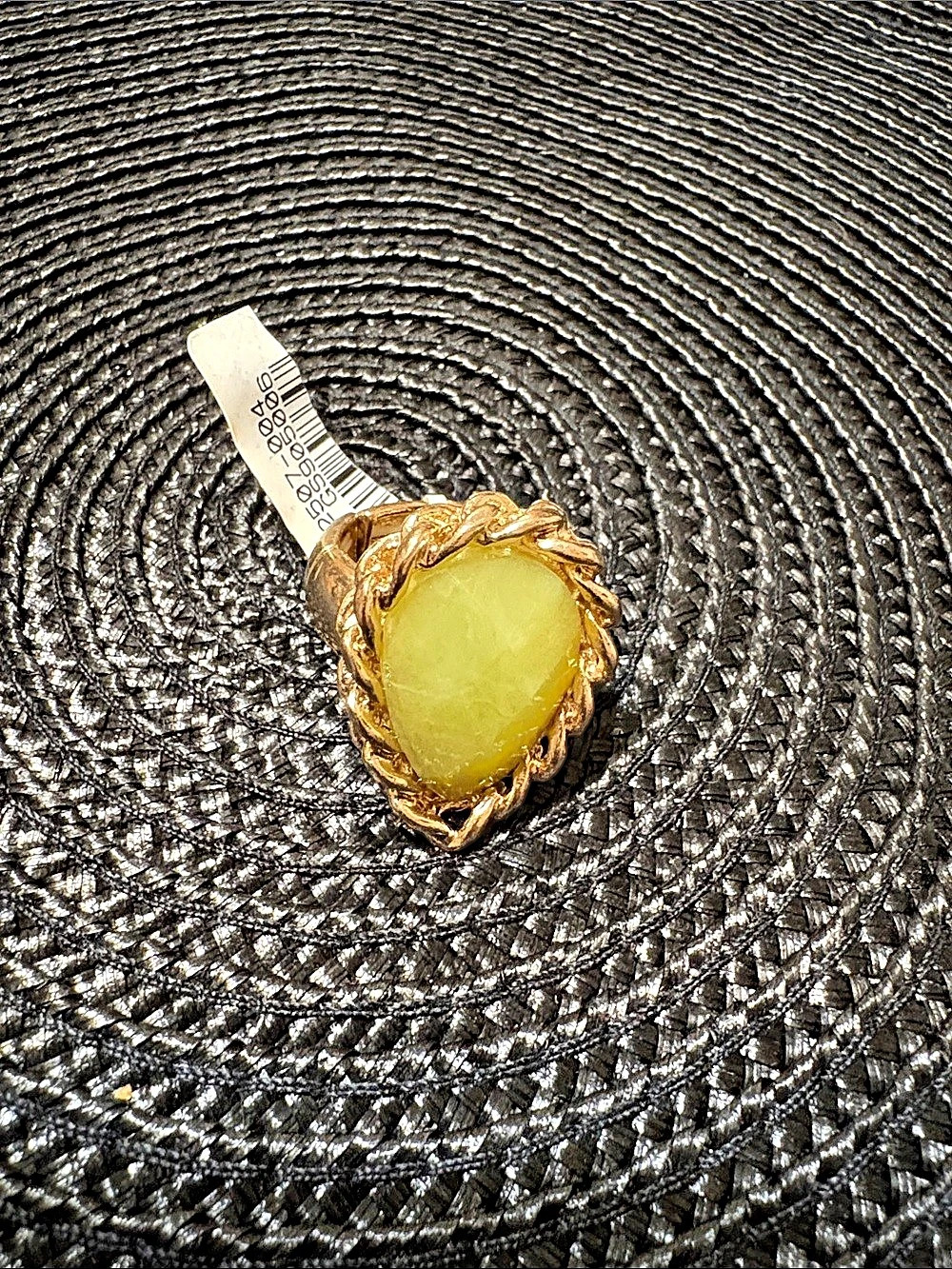 Green Stone Gold-Tone expandable Ring NWT
